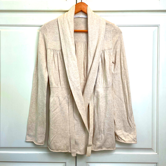 Athleta Niyama Cashmere Blend Wrap Cardigan Sweater Cream Shawl Collar EUC XXS - Picture 2 of 12